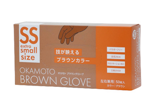 オカモト【ブラウン】グローブ　50枚入　ＳＳ
