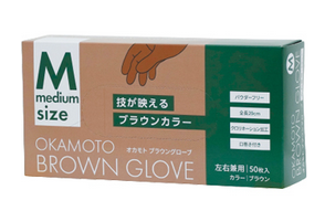 オカモト【ブラウン】グローブ　50枚入　Ｍ  ※メーカー欠品中